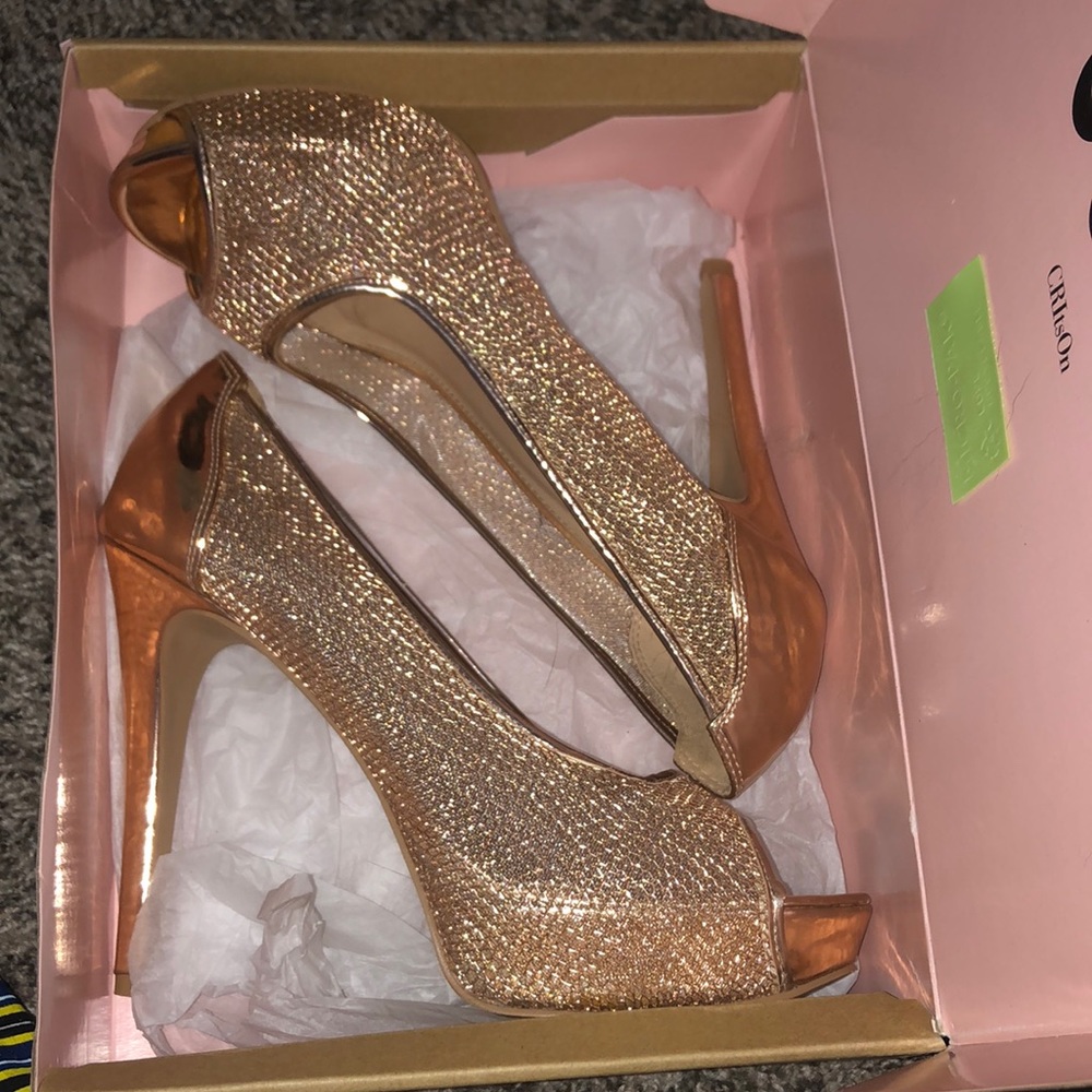 Gold prom heels worn one time!